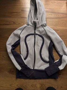 lululemon athletica Grey and Navy Hooded Zip-Up Sweater